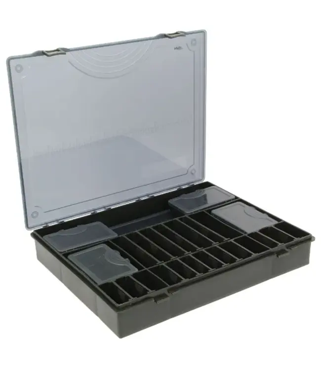 NGT 7+1 Tackle Box – Tacklebox mit 6 Bit-Boxen + Stiff Rig Board (20 Pins)