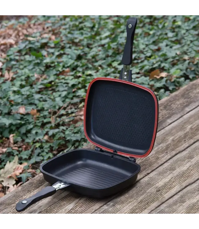 NGT Outdoor Double Grill Pan – Doppel-Grillpfanne aus Alu-Druckguss, antihaft