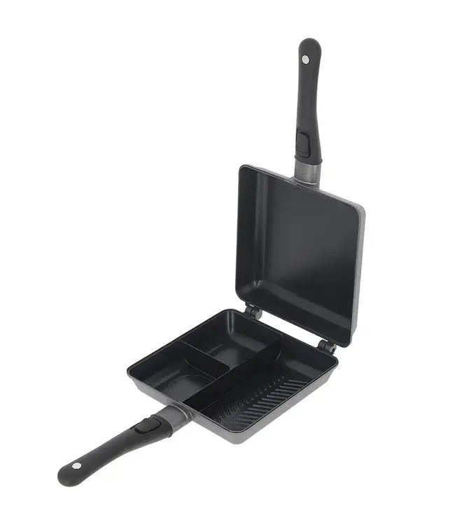 NGT NGT Dynamic Grill – 3-fach Pfanne mit Deckel + abnehmbare Griffe (2-in-1, antihaft)