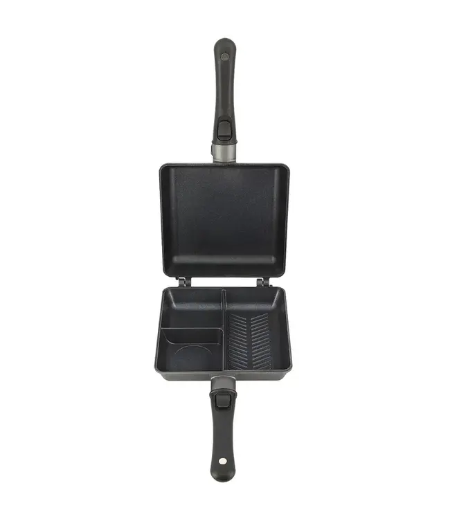 NGT NGT Dynamic Grill – 3-fach Pfanne mit Deckel + abnehmbare Griffe (2-in-1, antihaft)