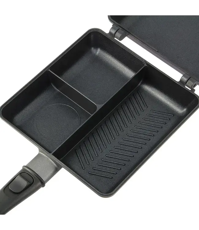 NGT NGT Dynamic Grill – 3-fach Pfanne mit Deckel + abnehmbare Griffe (2-in-1, antihaft)