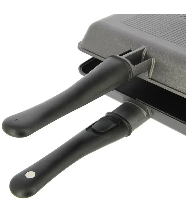 NGT NGT Dynamic Grill – 3-fach Pfanne mit Deckel + abnehmbare Griffe (2-in-1, antihaft)