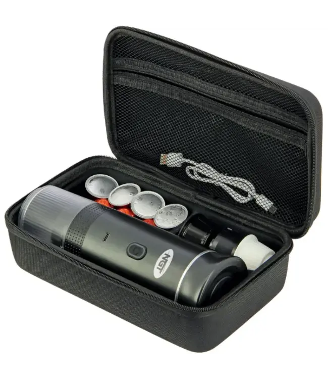 NGT Portable Espresso Coffee Machine + Case – USB-C 3-in-1 tragbare Espressomaschine (Kapseln & gemahlener Kaffee) – Schwarz