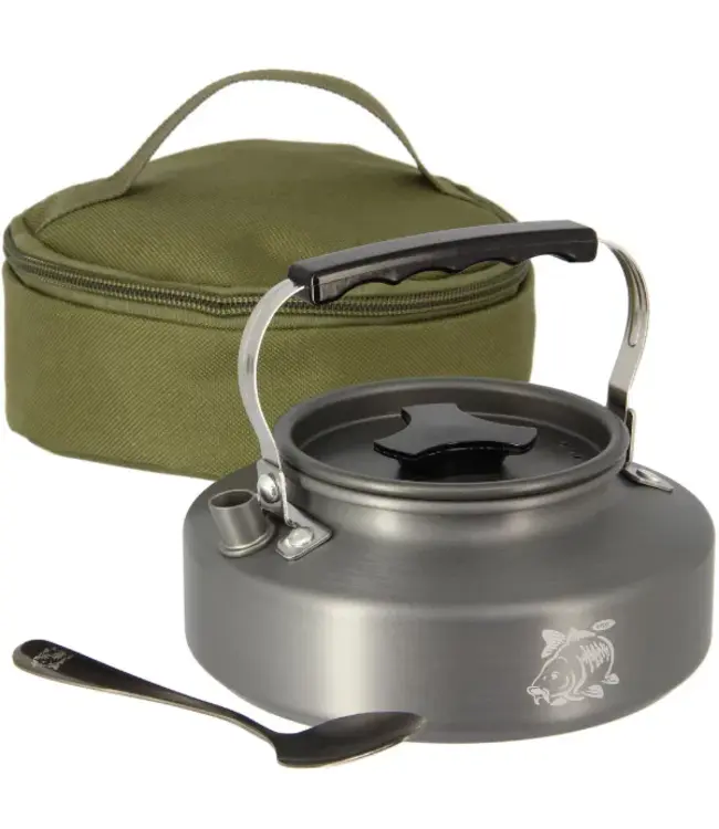 NGT Aluminium Outdoor Kettle Set 0.8L – Anodised aluminium waterketel + theelepel + 600D case