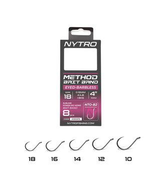 Nytro Ready Tied Rigs Method Latex Bait Band 10cm Eyed-Barbless NTO-B2 (8 pcs)