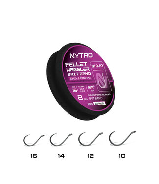 Nytro Ready Tied Rigs Pellet Waggler Bait Band 61cm Eyed-Barbless NTO-B2 (8 pcs)