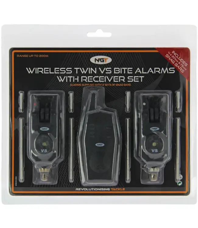 NGT VS 2pc Wireless Alarms – 2 détecteurs + récepteur, volume/ton réglables (jusqu’à 200 m)