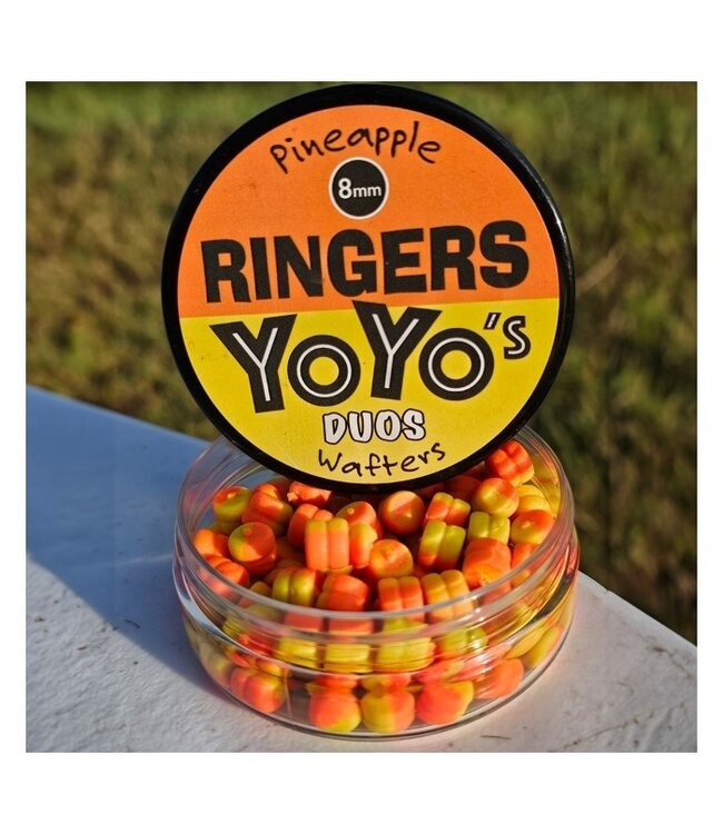 Ringers YoYo's Duos Wafter 8mm – Hi-Vis Wafters met Bait Band Groef voor Method Feeder