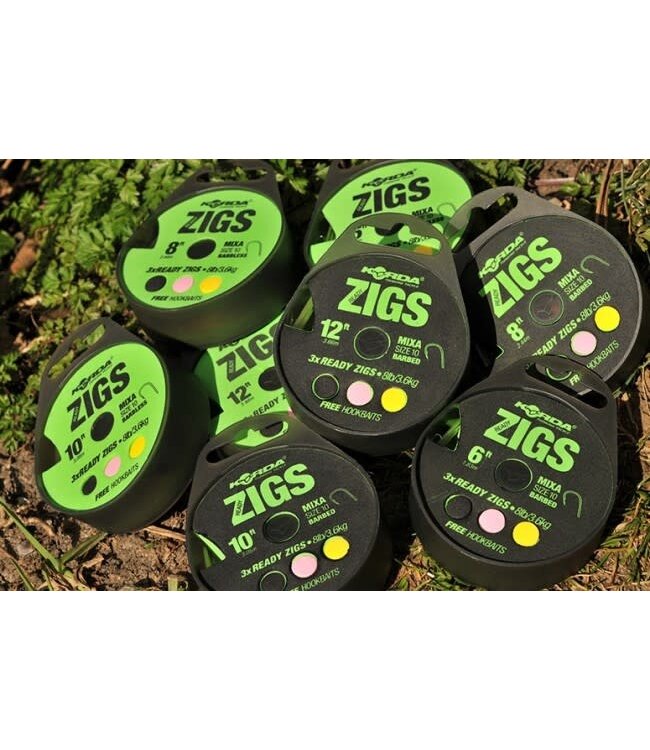 Korda Ready Zigs Barbed (3 pcs) - Haak Mixa size 10 - 3.6kg (incl Free Hookbaits)