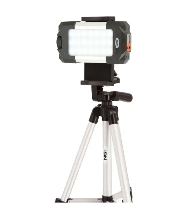NGT Anglers Selfie Tripod avec Télécommande et Lumière – Trépied Photo Réglable pour Pêcheurs – 34 cm à 102 cm