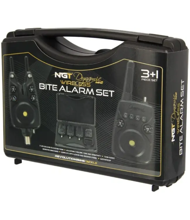 NGT Dynamic MK2 3pc Wireless Alarms – Set de Détecteurs avec Volume, Tonalité, Sensibilité, Lumière et Récepteur