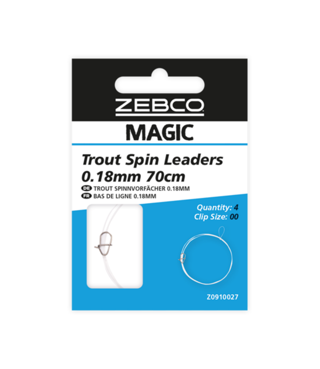 Zebco Magic Trout Spin Leader 70cm – Feines Spinvorfach für UL Forellenangeln mit Size 00 Clip