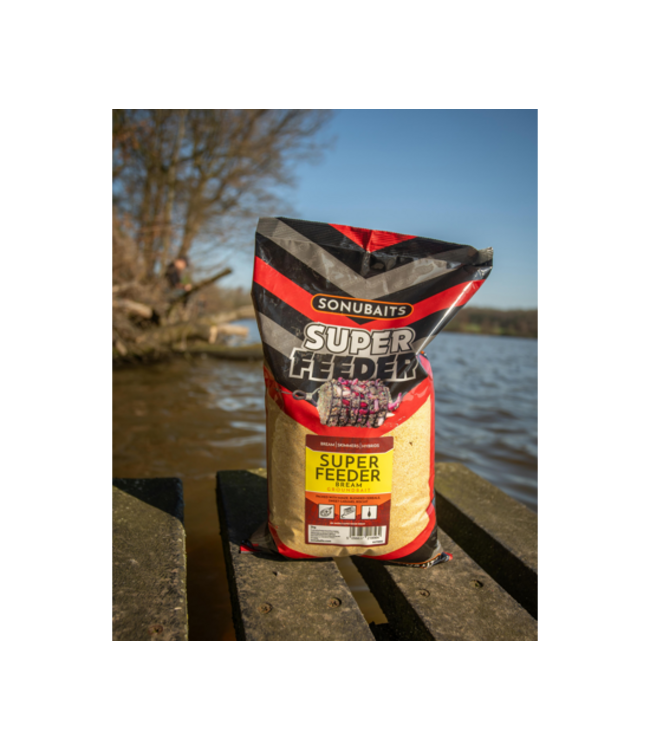 Sonubaits Super Feeder Bream 2kg – Amorce Sans Farine de Poisson avec Mélange Céréalier Riche en Biscuit pour Feeder et Flotteur