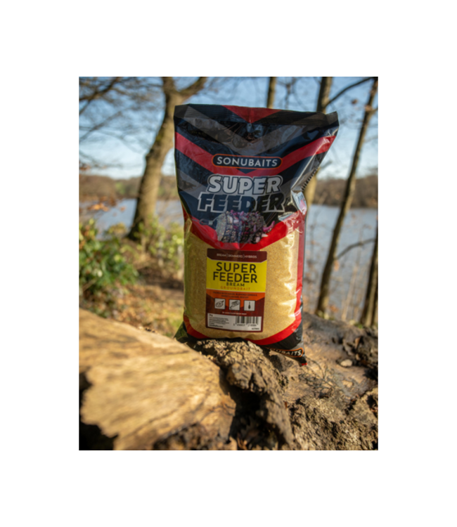 Sonubaits Super Feeder Bream 2kg – Amorce Sans Farine de Poisson avec Mélange Céréalier Riche en Biscuit pour Feeder et Flotteur