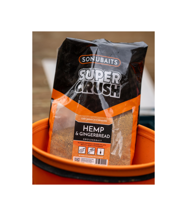 Sonubaits Super Crush Hemp & Gingerbread 2kg – Pelletrijk Lokvoer met Vismeel, Hennep en Gingerbread voor Feeder- en Dobbervisserij op Karpers