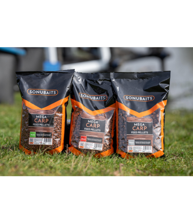 Sonubaits Mega Carp Pellets 4mm, 6mm oder 8mm – Premium Karpfenpellets mit Hohem Protein- und Fischmehlgehalt für das Angeln mit Harten Pellets