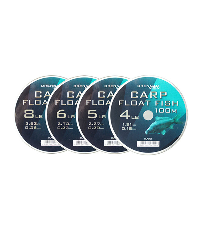 Drennan Carp Float Fish 100m 4lb 0.18, 5lb 0.20, 6lb 0.23 of 8lb 0.26 – Soepele Mono met Hoge Knoopsterkte en Betere Worpcontrole