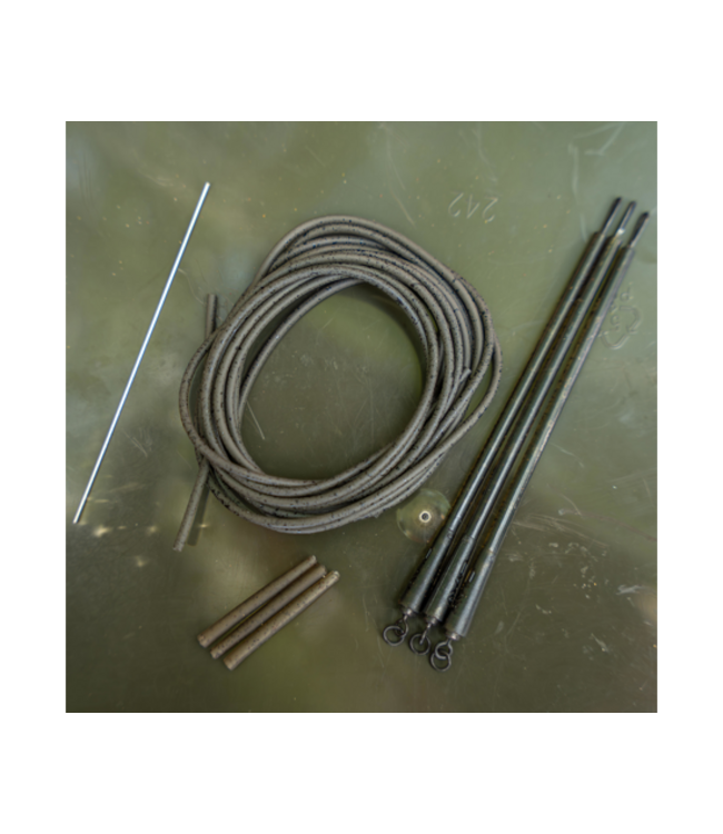 Avid Carp Outline Bag Stem Tungsten Tubing Kit Ring Swivel 3 stuks – All-in-One Tungsten Tubing Set met Ring Swivel, 3x 75cm Rig Tube en Long Bag Stems