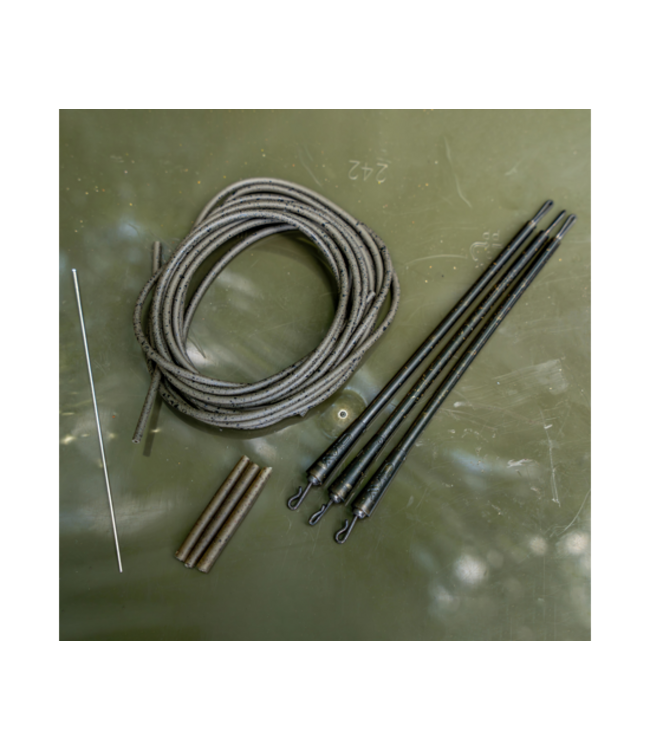 Avid Carp Outline Bag Stem Tungsten Tubing Kit Quick Change 3 pièces – Kit Tungsten Tout-en-Un avec QC Swivel, 3x 75cm de Rig Tube et Long Bag Stems