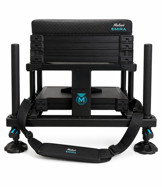 Malevé Emira D36 Luxe Competitie Zitmand – Complete en Stabiele Seatbox met 6 Telescopische Modderpoten, Schuiflades en Anti-Slip Voetplaat