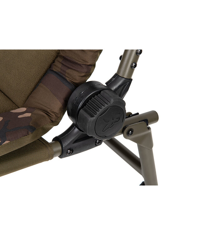 Fox Camolite Recliner Chair Compact, Standard ou Large – Chaise de Pêche Réglable avec Matelas Micro Fleece, 6 Pieds Réglables et Leg Locks