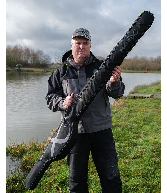 Matrix Single Rod Sleeve 1.75m of 1.95m – Gevoerde Hengelfoudraal voor 1 Feederhengel of Wagglerhengel met Grote Rits en Draaggrepen