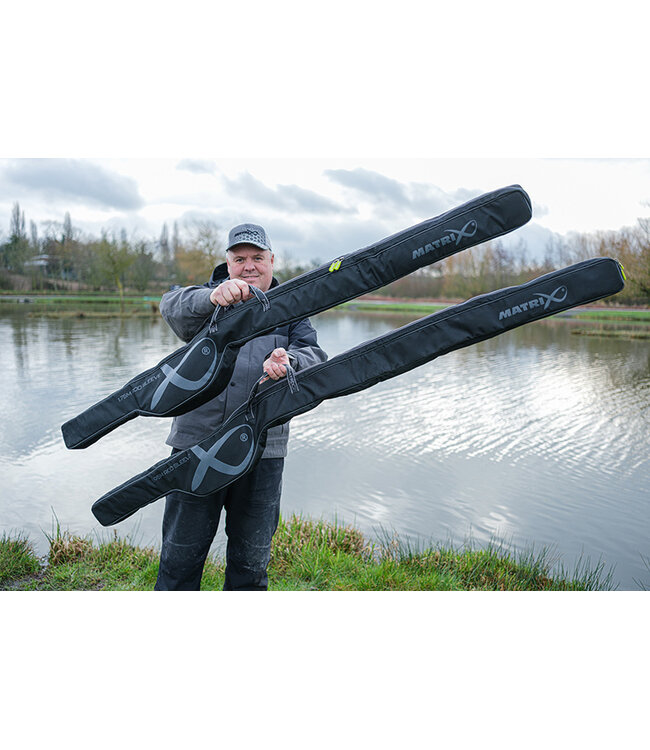 Matrix Single Rod Sleeve 1.75m of 1.95m – Gevoerde Hengelfoudraal voor 1 Feederhengel of Wagglerhengel met Grote Rits en Draaggrepen