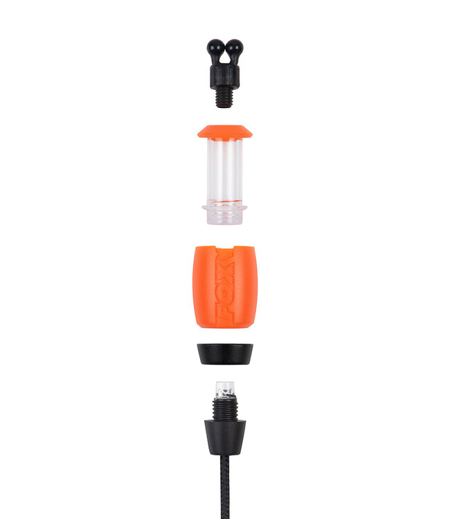 Fox Black Label Dinky Halo Bobbin Rood, Oranje, Groen, Paars, Wit of Zwart – Verlichte Dinky Bobbin met 2,5mm Jack Plug en Zwarte Verstelbare Ball Clip