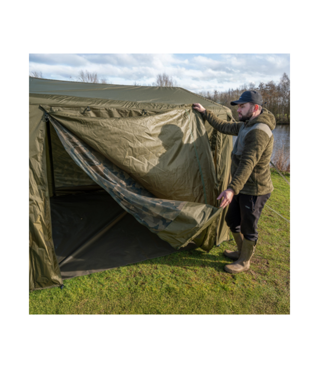 Avid Carp InflataHouse Compact – Shelter Gonflable avec Tunnel Porch, Vapour Shield, Colonne d’Eau 10.000mm et Montage Rapide par 1 Personne