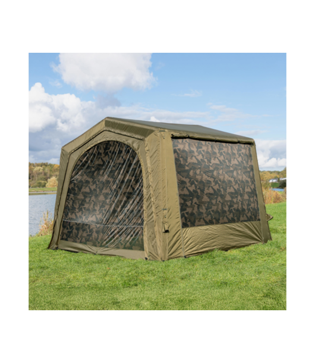 Avid Carp InflataHouse Compact – Shelter Gonflable avec Tunnel Porch, Vapour Shield, Colonne d’Eau 10.000mm et Montage Rapide par 1 Personne