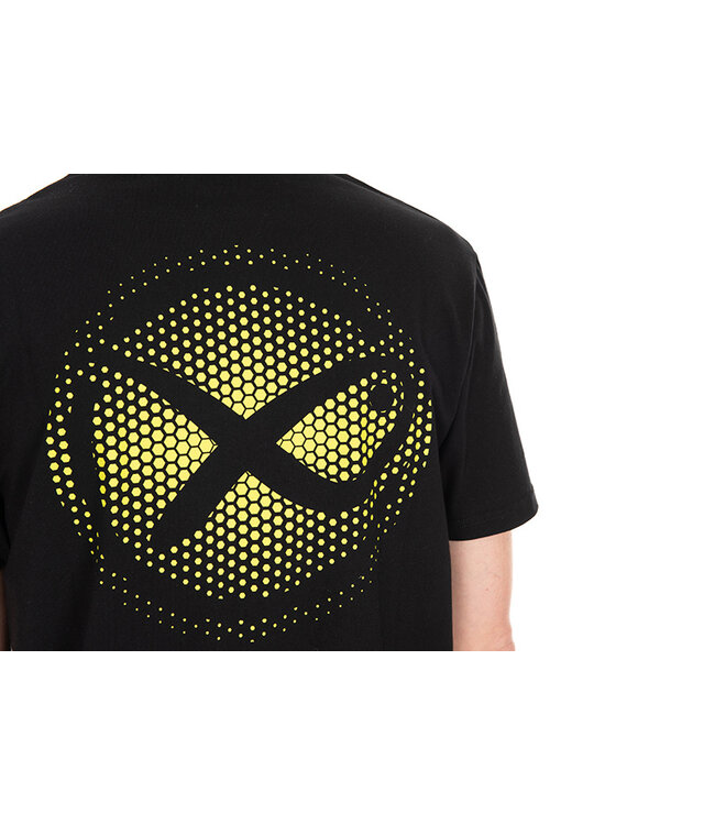 Matrix Large Fade Logo T-Shirt Black-Lime – Schwarzes Baumwoll-T-Shirt mit Großem Lime Matrix Logo auf dem Rücken und Logo auf der Brust