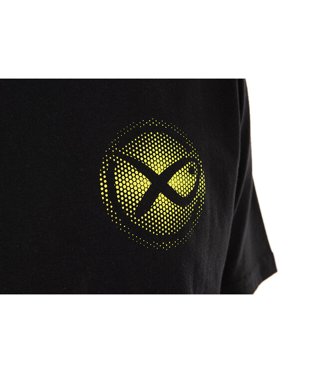 Matrix Large Fade Logo T-Shirt Black-Lime – Schwarzes Baumwoll-T-Shirt mit Großem Lime Matrix Logo auf dem Rücken und Logo auf der Brust