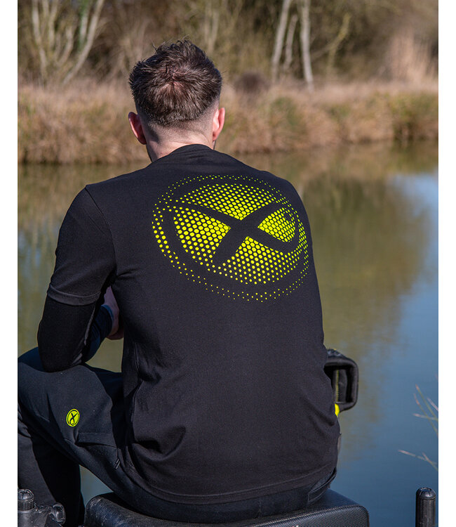 Matrix Large Fade Logo T-Shirt Black-Lime – Zwart Katoenen T-Shirt met Groot Lime Matrix Logo op de Rug en Logo op de Borst