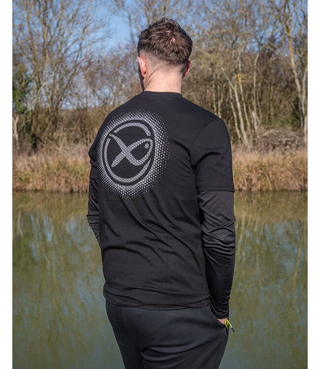 Matrix Large Fade Logo T-Shirt Black-Grey – Zwart Katoenen T-Shirt met Groot Grijs Matrix Logo op de Rug en Logo op de Borst