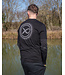 Matrix Large Fade Logo T-Shirt Black-Grey – Schwarzes Baumwoll-T-Shirt mit Großem Grauem Matrix Logo auf dem Rücken und Logo auf der Brust