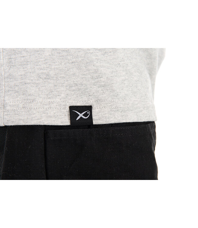 Matrix Large Mesh Logo T-Shirt Grey – Graues Baumwoll-T-Shirt mit Großem Schwarzem Matrix Logo auf der Linken Schulter und Disc Logo im Nacken