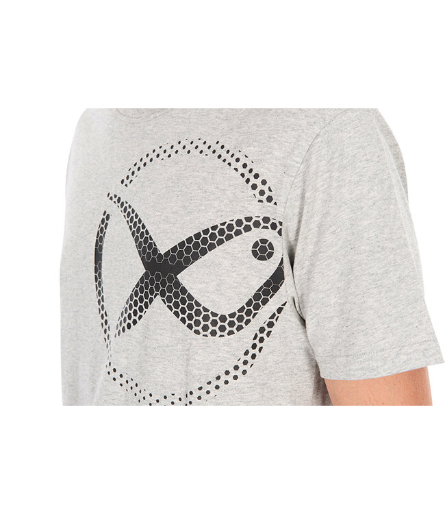 Matrix Large Mesh Logo T-Shirt Grey – Grijs Katoenen T-Shirt met Groot Zwart Matrix Logo op de Linkerschouder en Disc Logo op de Nek