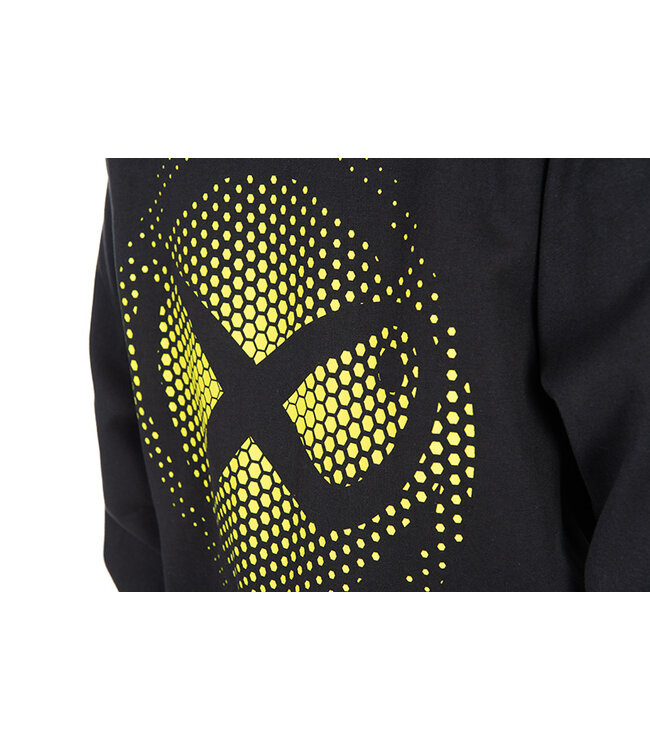 Matrix Large Fade Logo Hoody Black-Lime – Hoody Pullover Noir avec Grand Logo Matrix Lime sur la Poitrine et le Dos, Poche Kangourou et Cordon