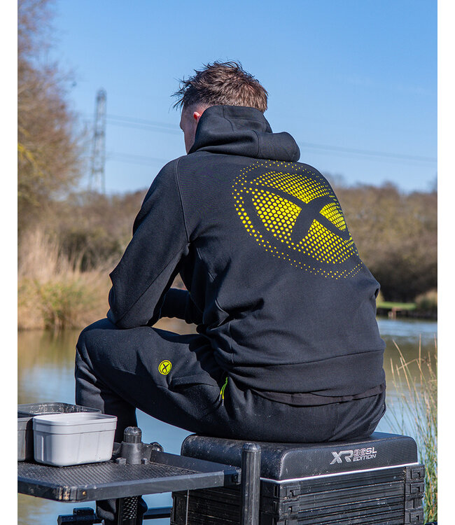 Matrix Large Fade Logo Hoody Black-Lime – Zwarte Pullover Hoody met Groot Lime Matrix Logo op Borst en Rug, Kangoeroezak en Trekkoord