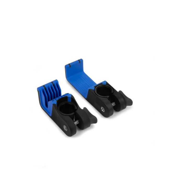 Preston Offbox Landing Net Holders – 2-teiliges System zur Sicheren Fixierung deines Kescherstabs an Sitzkiepe und Angelstuhl