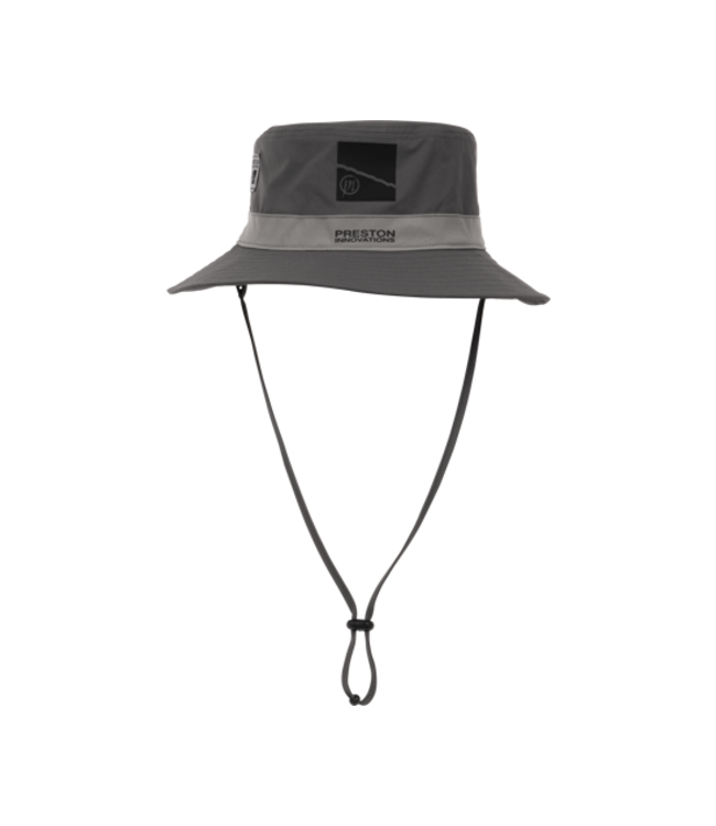 Preston Boonie Grey of White – Lichte Visserijhoed met Geventileerde Panelen, Brede Rand en Verstelbaar Afneembaar Koord