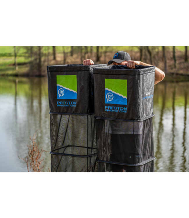 Preston Dura Keepnet Carp Mesh – Extra Sterk Leefnet met Externe Aluminium Ringen, Verstelbare Hoekvergrendeling en Duurzaam Carp Mesh