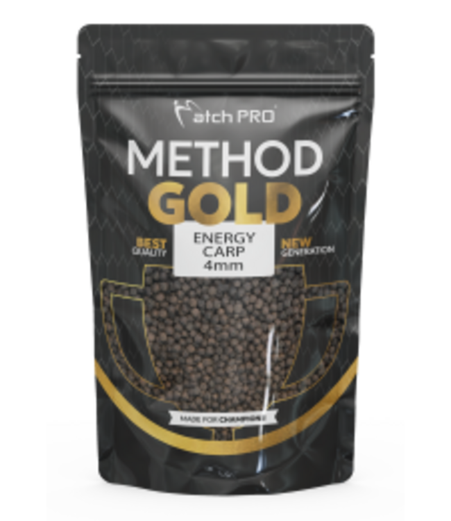 MatchPro Method Gold Power Pellet 700g Energy Carp 2mm, 4mm of 6mm – Hoogverteerbare Premium Pellets voor Method Feeder, Klassiek Voeren en PVA