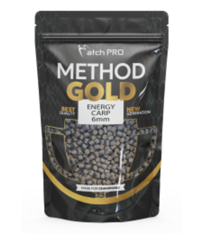 MatchPro Method Gold Power Pellet 700g Energy Carp 2mm, 4mm of 6mm – Hoogverteerbare Premium Pellets voor Method Feeder, Klassiek Voeren en PVA