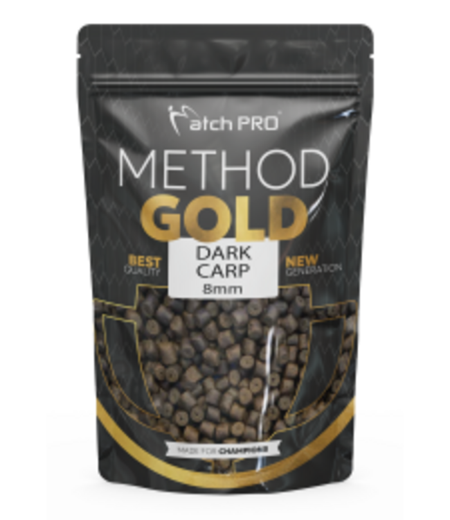 MatchPro Method Gold Dark Carp Pellet 700g 2mm, 4mm, 6mm of 8mm – Eiwitrijke Donkere Karperpellets voor Warme Periodes, Method Feeder en Gericht Voeren