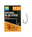 Preston Natural N-30 Eyed-Barbed – Ooghaak met Weerhaak, Medium Draad en Gebogen Punt voor Wormen, Mais en Band’ums