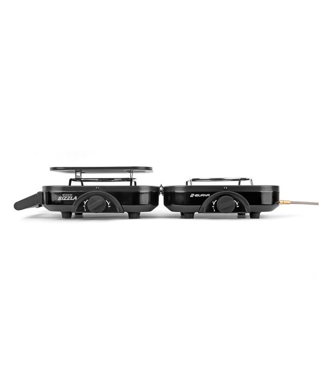 Sonik Sizzla 2 Burna Stove – Réchaud de Camping Portable 2 Feux avec Allumage Push-Button, Réglages Indépendants et Plaque de Cuisson