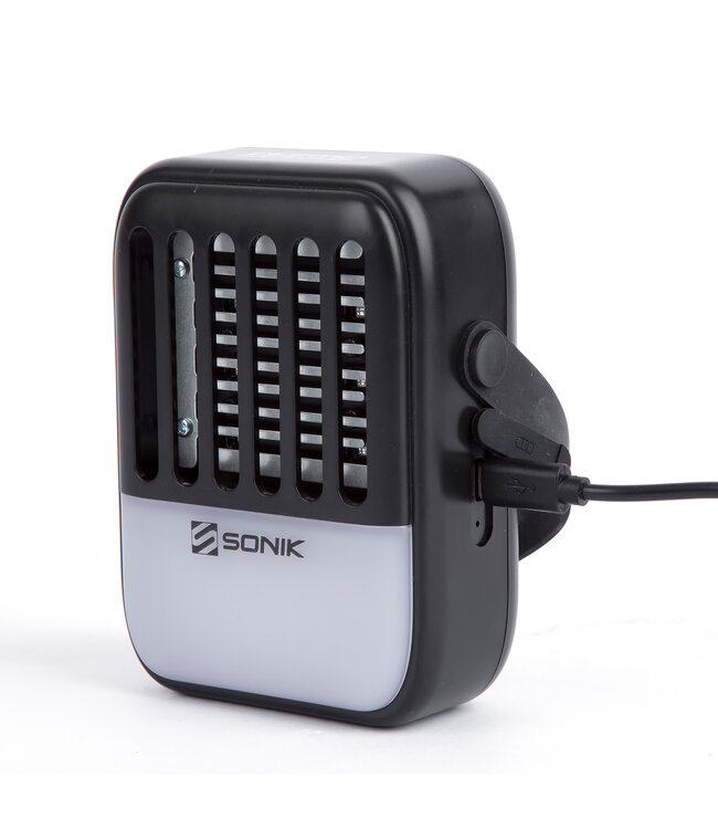 Sonik Gizmo Bug Zapper and Bivvy Light – Zapper Anti-Insectes et Lampe Bivvy 2-en-1 avec USB-C, Panneau Solaire, Mode Beacon et Boucle de Suspension