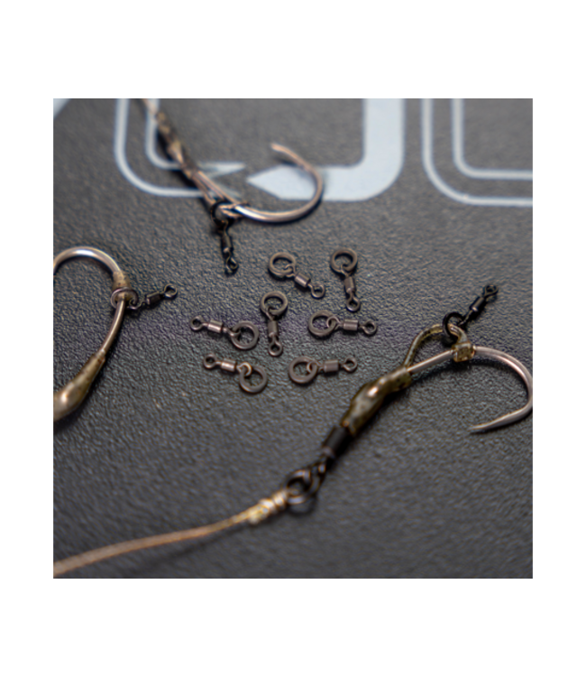 Avid Carp Outline FleckTone Micro Ringed Hookbait Swivels – Micro Ringed Swivels voor Bevestiging van Haakaas op Hook Shanks en D-Rigs met Meer Bewegingsvrijheid