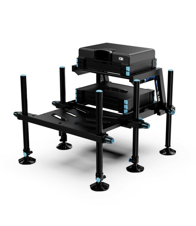 Garbolino Station D36 Competition 800 Full Black – Station de Compétition Modulaire avec 6 Pieds D36 Noirs, Châssis Spider, Casiers AIRVENT et Repose-Pieds Coulissant